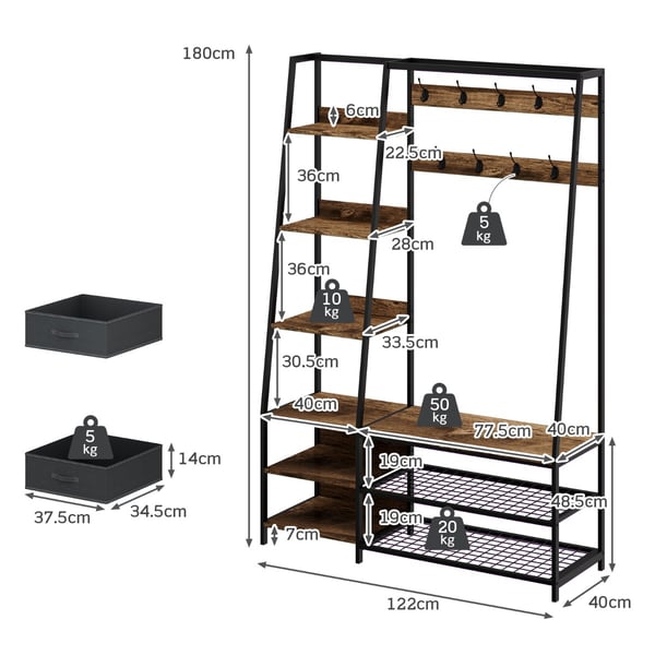 Åben Garderobe, 122x40x180 cm, Rustikt Brun , Star