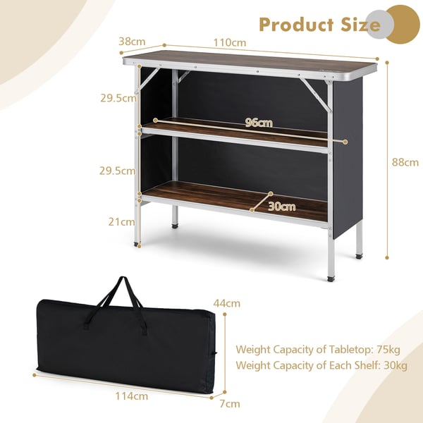 Campingbord, 110x38x88 cm, Kaffe , Star