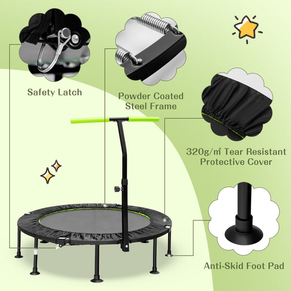 Mini trampolin, 110x110x99-126 cm, Grøn , Star