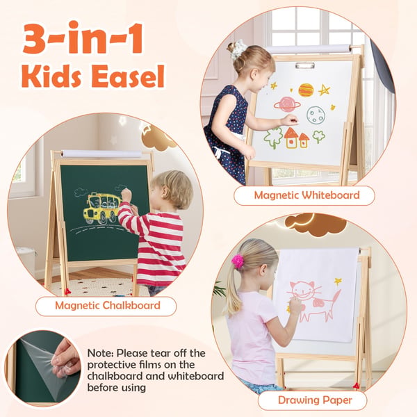 Säädettävä kaksipuolinen taulu, 17"-21.5" x 21.5" x 45.5"-57.5", luonnonväri , Star