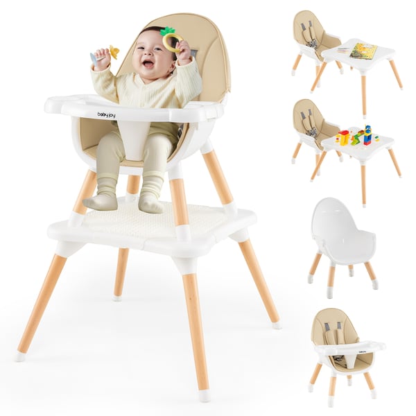 Højstol, 6-i-1 Ombygget Bord- og Stol Sæt, Beige , Star