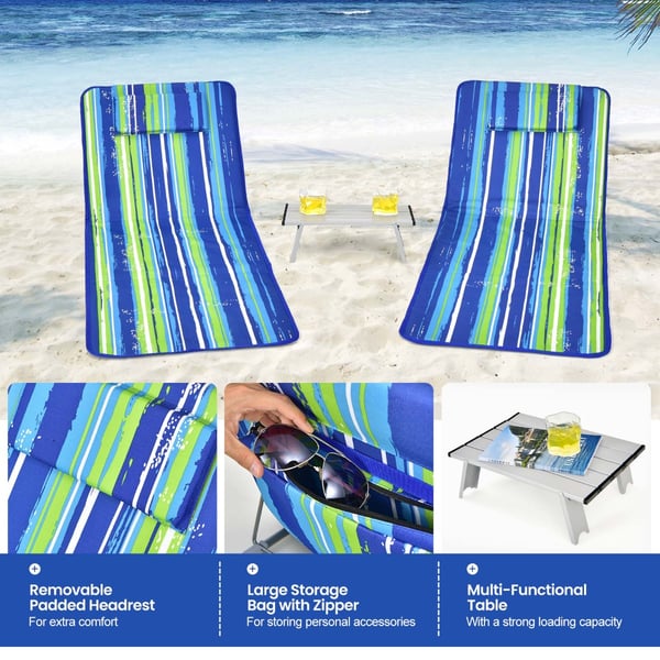 Loungestole og Bordssæt, 151x55,5x27-47 cm, 40x29,5x12,5 cm, Blå , Star
