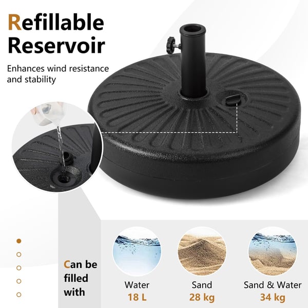 Parasolbase, 20x12, Sort - materiale: hdpe, metal , Star