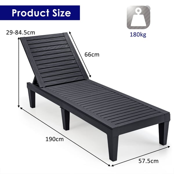 Udendørs liggestol, 190x57.5x29-84.5 cm, Sort/Kaffe , Star