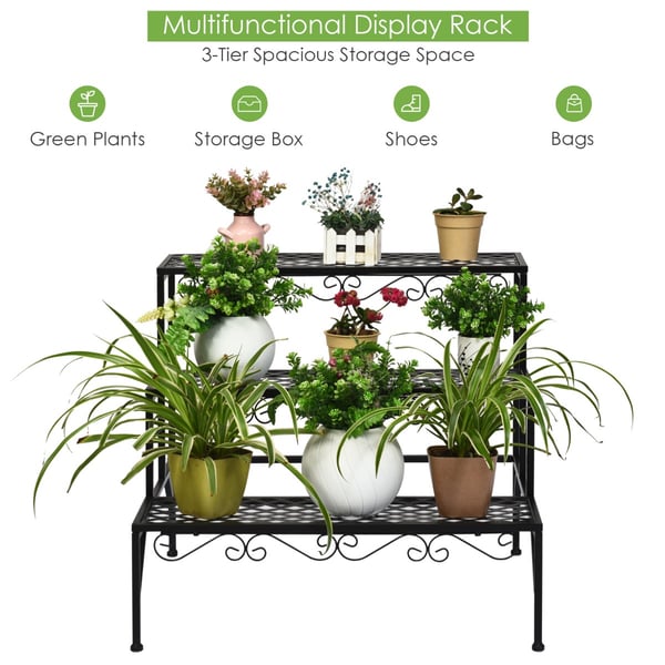 Metal Plante Stativ, 70x60x60.5 cm, Sort , Star