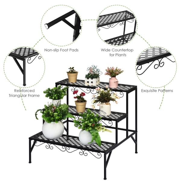 Metal Plante Stativ, 70x60x60.5 cm, Sort , Star