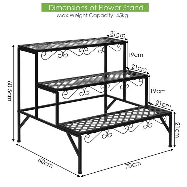 Metal Plante Stativ, 70x60x60.5 cm, Sort , Star