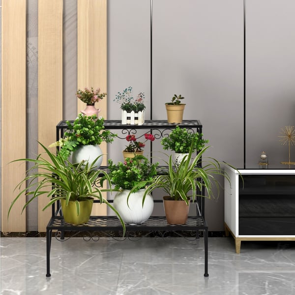 Metal Plante Stativ, 70x60x60.5 cm, Sort , Star