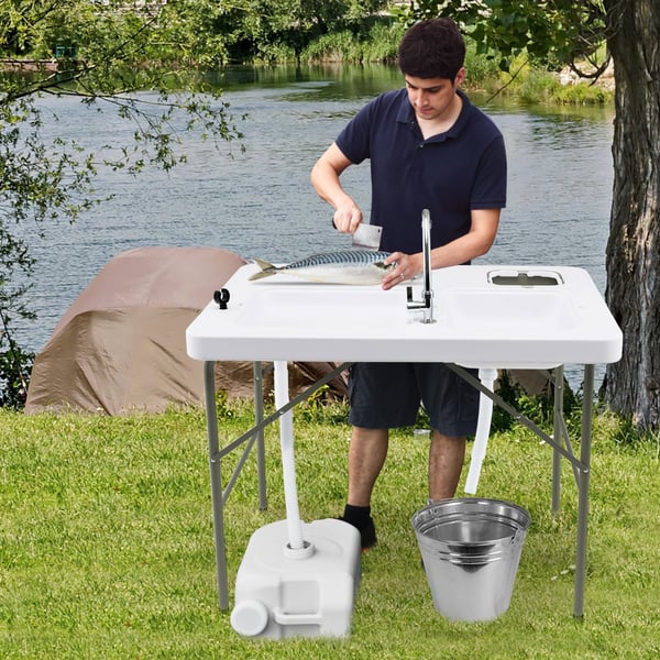 Sammenklappelig fiskefileteringsstation, 101,5x65,5x107,5 cm, hvid , Star