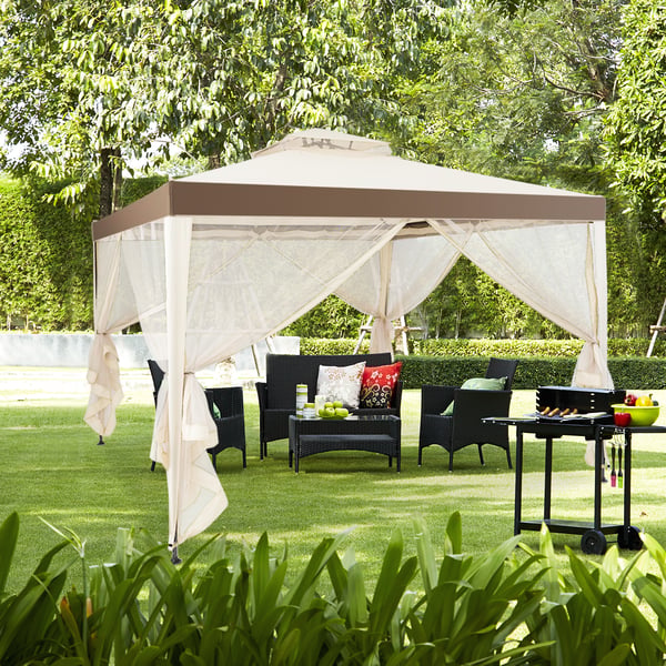 Utomhus Baldakin Paviljong, 3M X 3M, Brun , Star