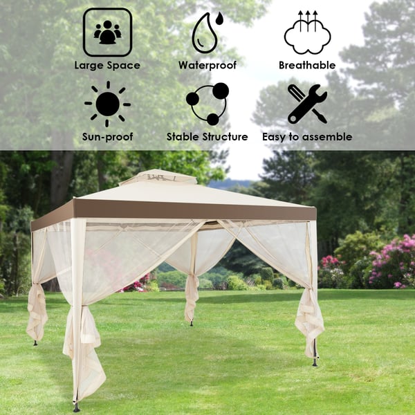 Utomhus Baldakin Paviljong, 3M X 3M, Brun , Star