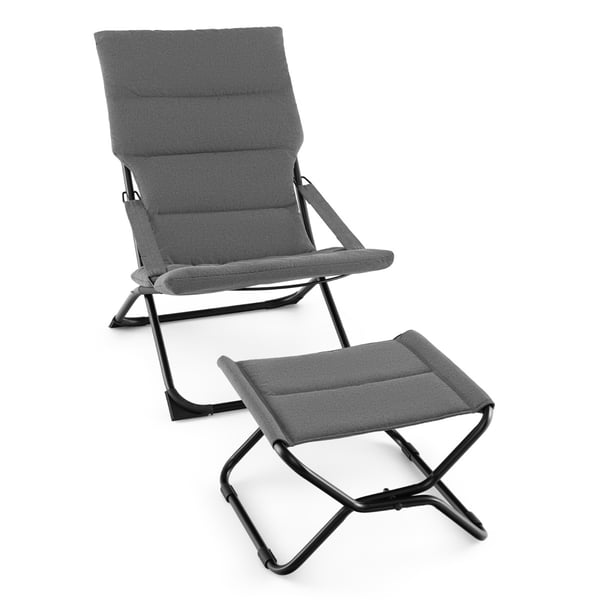 Patio Folding Sling Chair with Ottoman, 121×61×17 cm, Harmaa , Star