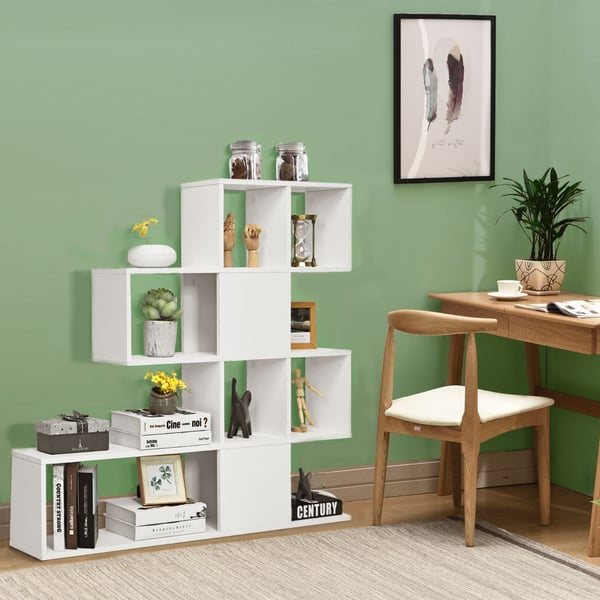 Stigereol i bogreolstil, 120x19.5x109 cm, Sort & Hvid , Star