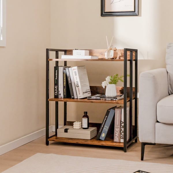 Hjørnebogreol, 70×36×81 cm, Rustik Brun & Sort , Star