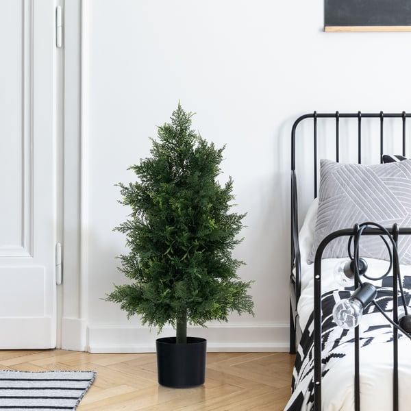 Kunstig Cedertopiartræ, 80 cm, Grøn og Sort , Star