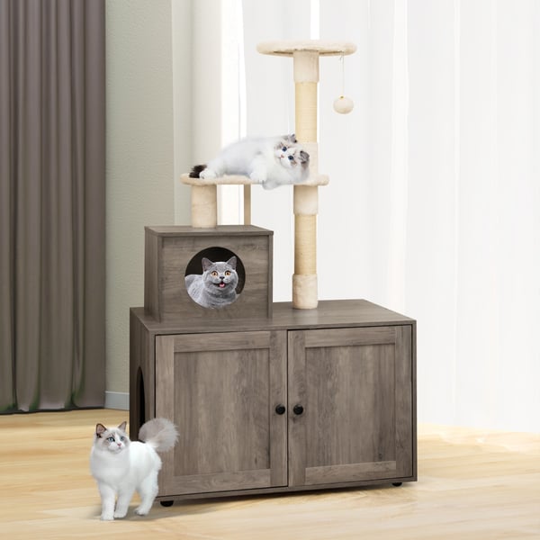 Katte træ, 77×50×132 cm, Brun/Hvid , Star