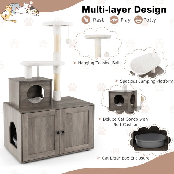 Katte træ, 77×50×132 cm, Brun/Hvid , Star