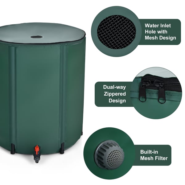 Regnvandstønde, 60 gallon bærbar sammenklappelig regnvandstønde, 24x32,5, grøn , Star