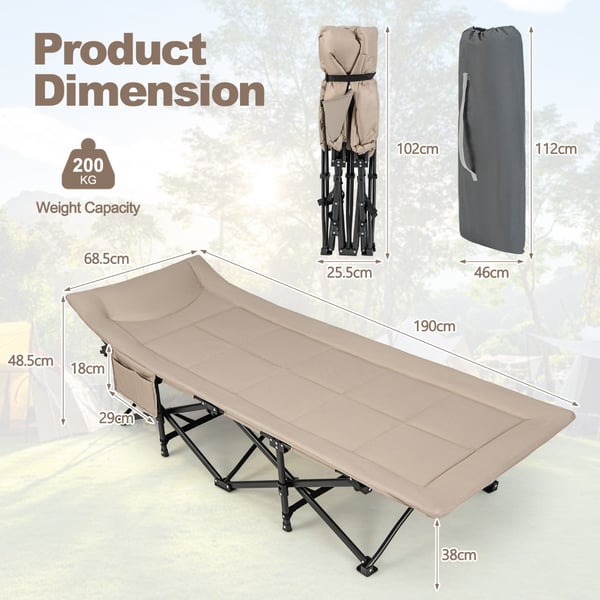 Sammenklappelig camping-seng, 188×69×48 cm, Khaki , Star