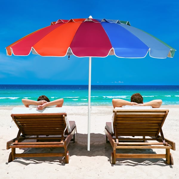 Udendørs parasol, 2,45m x 2,45m, Multifarvet , Star