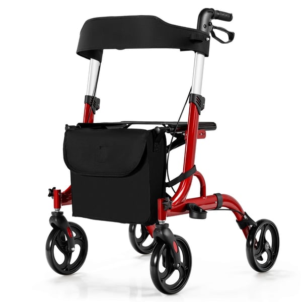 Rollator med sæde, 79.5x61.5x83-96 cm, Rød/Blå , Star