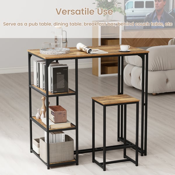 Barbordssæt, 3-delt barhøjt spisebord med 2 taburetter, 111,8x61x111,8 cm, brun , Star