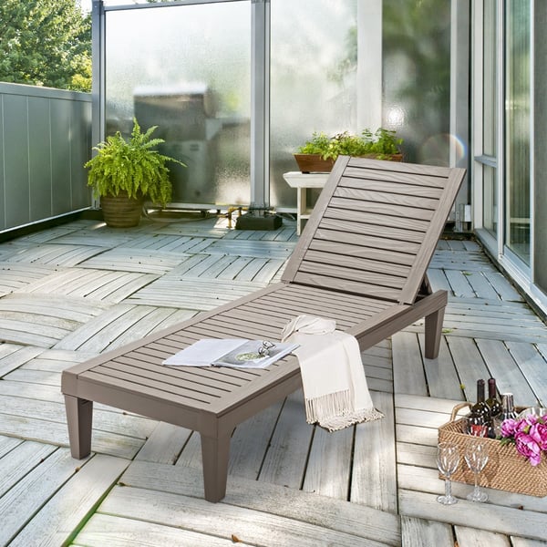 Udendørs liggestol, 190x57.5x29-84.5 cm, Sort/Kaffe , Star