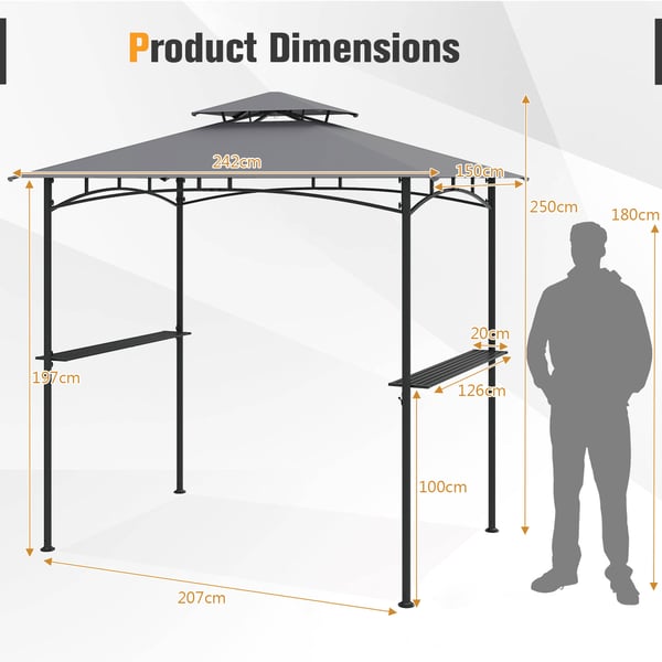 Grill Pavillon, 242x150 cm, Grå , Star