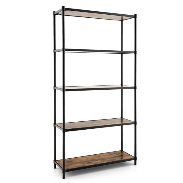 Bogreol, 80×29×155 cmtommer, Rustik Brun/Sort/Hvid , Star