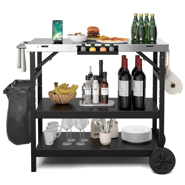 Mobil madlavningsvogn, 106x52x84 cm, Sort & Sølv , Star
