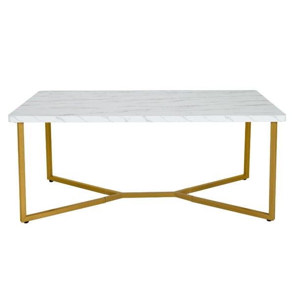 Kaffebord, 107x61x46 cm, Hvid+Guld , Star