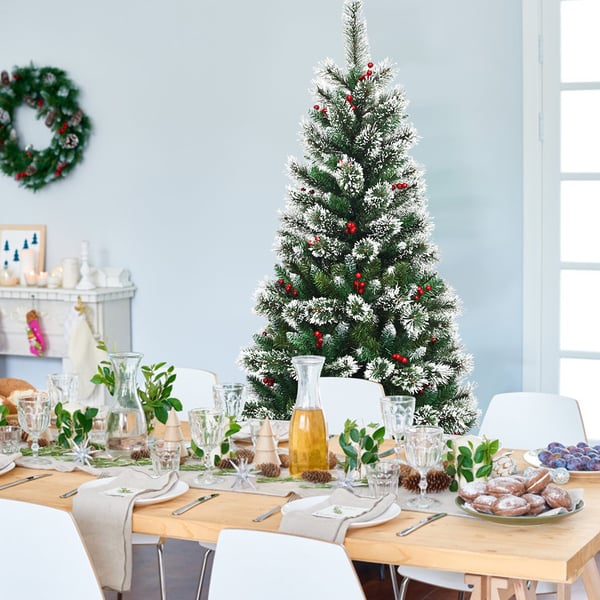 Kunstig juletræ, 1,8m, Grøn Hvid Rød , Star
