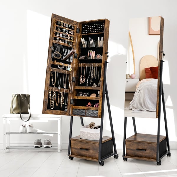 Smykkeskab, 42×38×157 cm, Brun/Hvid , Star