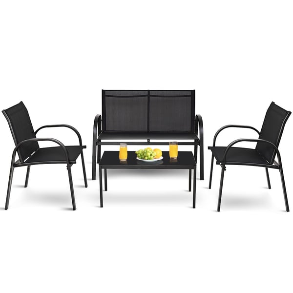 Udendørsmøbel sæt, 62x58x83 cm, 62x108x83 cm, 80x45x37 cm, Sort/Grå , Star