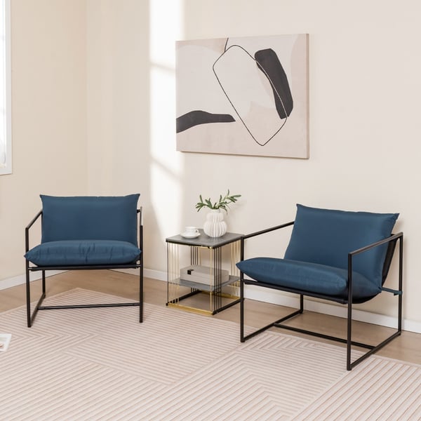 Accentstol, 71x71x61 cm, Marineblå, Sort , Star