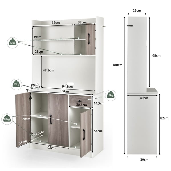 Buffetskab med opbevaring, 100x40x180 cm, Sort/Hvid , Star