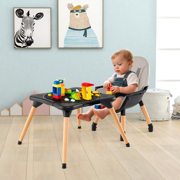Højstol, 6-i-1 konvertibel baby- og småbørnsbordstolssæt, sort , Star