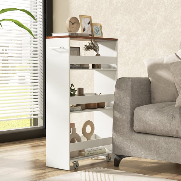 Rullende opbevarcmgsvogn, 48×20×81 cm, hvid, brun , Star
