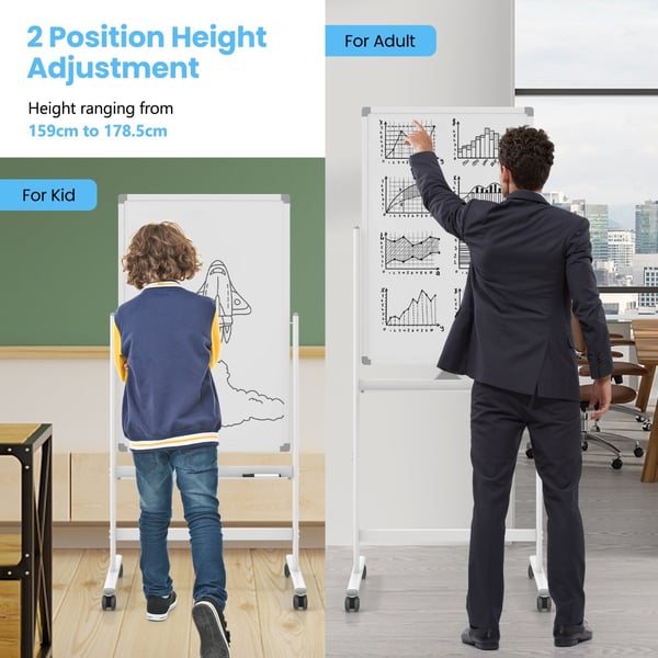 Mobil Whiteboard, 68x56x159-178.5 cm, Sort , Star