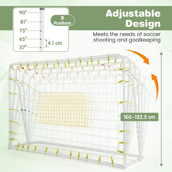 Børne fodboldafskubber og fodboldmål, 187x60x102-122.5 cm, Hvid, Sort , Star