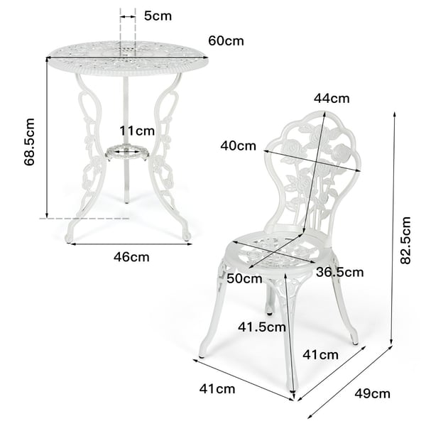 Terrasse Bistro Sæt, 60x66 cm, 41x51x81.5 cm, Hvid , Star