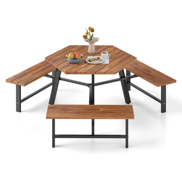 Picnicbord med bænk sæt, 75x65x27,5 cm, Brun Sort , Star