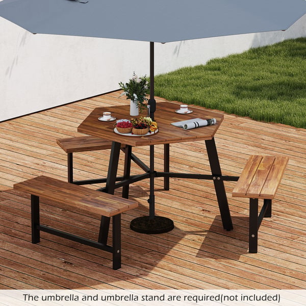 Picnicbord med bænk sæt, 75x65x27,5 cm, Brun Sort , Star