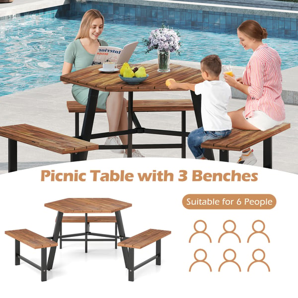 Picnicbord med bænk sæt, 75x65x27,5 cm, Brun Sort , Star
