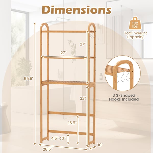 Opbevarcmgsreol over toilettet, 71,5x25x166 cm, natur , Star