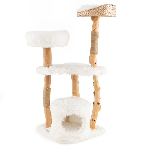 Kattträd, 48×48×124 cm, Vit , Star