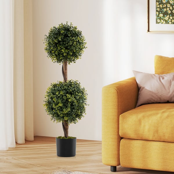 Kunstige kunstig topiary kugletræer, 2 stk, 26,7×26,7×90,2 cm, grøn , Star