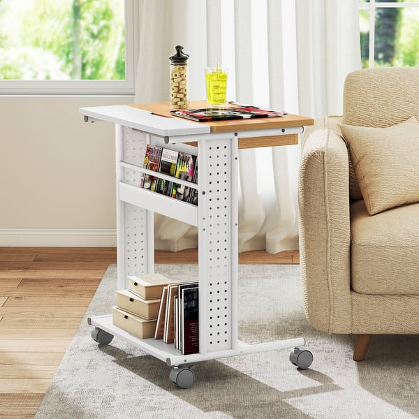 Rullende Skrivebord, C-formet Computervogn, Naturlig , Star