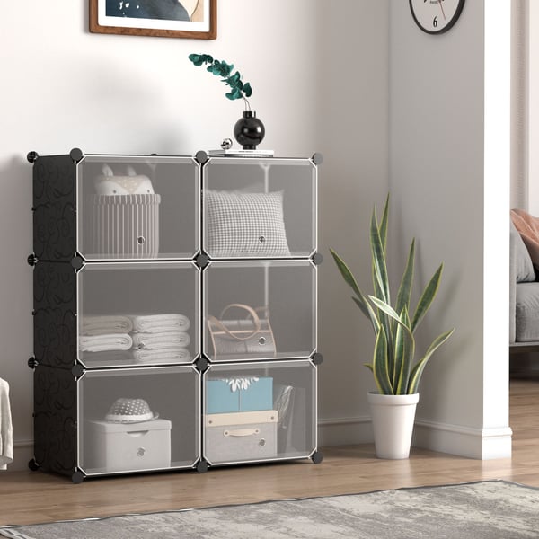 Skoskab med opbevaring, 124x32x125 cm, Sort , Star