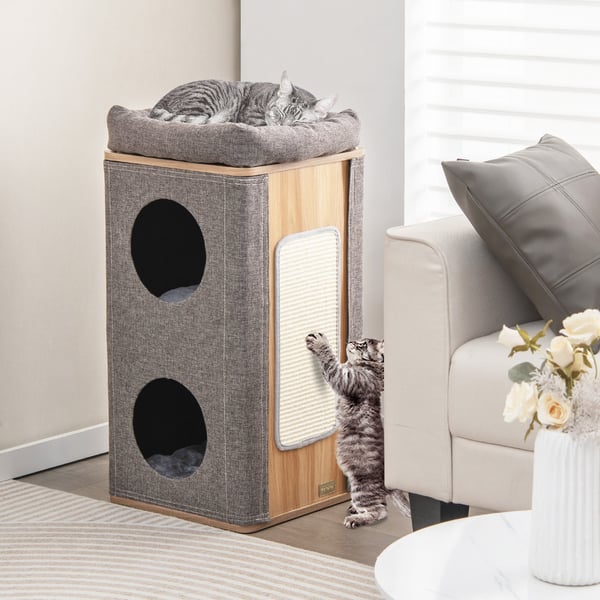 Kattehus, 38×38×77 cm, Naturlig Grå , Star